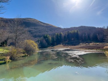 panorama del lago Calamone al monte Ventasso a REggio Emilia italia. High quality photo