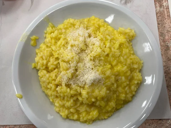 Milanese Saffron Rice Dish Parmesan Cheese High Quality Photo — Foto de Stock