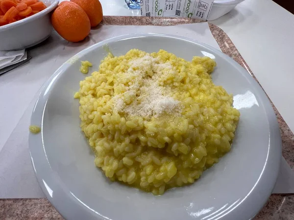 Milanese Saffron Rice Dish Parmesan Cheese High Quality Photo — 스톡 사진