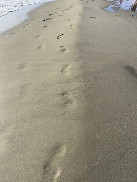 Footprints Sand Seashore High Quality Photo —  Fotos de Stock