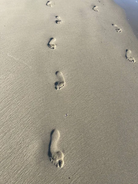 Footprints Sand Seashore High Quality Photo — Foto de Stock
