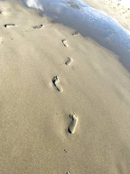Footprints Sand Seashore High Quality Photo — 스톡 사진