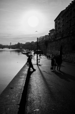 murazzi in Turin on the river Po walk to the sides. High quality photo