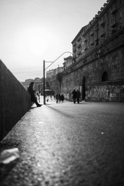 murazzi in Turin on the river Po walk to the sides. High quality photo