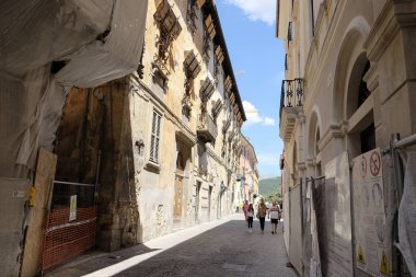 city center of L'Aquila in Abruzzo under renovation after the 2009 earthquake. High quality photo