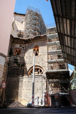 city center of L'Aquila in Abruzzo under renovation after the 2009 earthquake. High quality photo