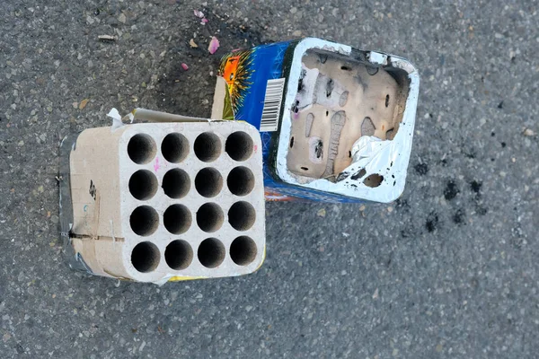 Leftovers End Year Fireworks Left Street Litter High Quality Photo — 스톡 사진