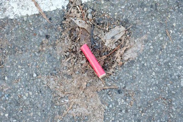 Leftovers End Year Fireworks Left Street Litter High Quality Photo — Photo