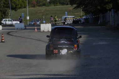Bibbiano-Reggio Emilia Italy - 07 15 2015 : Free rally of vintage cars in the town square Fiat 500 Sic58 Simoncelli . High quality photo