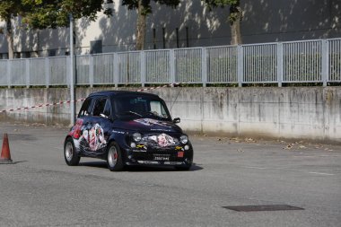 Bibbiano-Reggio Emilia Italy - 07 15 2015 : Free rally of vintage cars in the town square Fiat 500 Sic58 Simoncelli . High quality photo