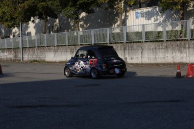 Bibbiano-Reggio Emilia Italy - 07 15 2015 : Free rally of vintage cars in the town square Fiat 500 Sic58 Simoncelli . High quality photo