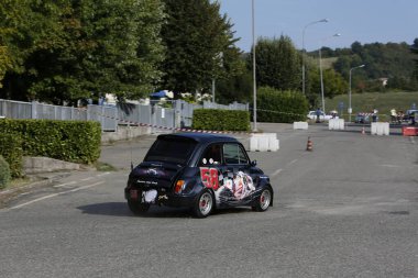 Bibbiano-Reggio Emilia Italy - 07 15 2015 : Free rally of vintage cars in the town square Fiat 500 Sic58 Simoncelli . High quality photo