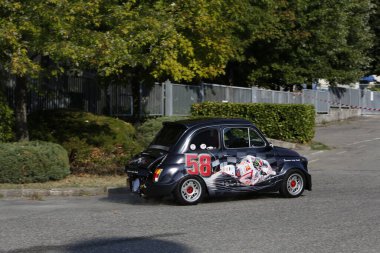 Bibbiano-Reggio Emilia Italy - 07 15 2015 : Free rally of vintage cars in the town square Fiat 500 Sic58 Simoncelli . High quality photo
