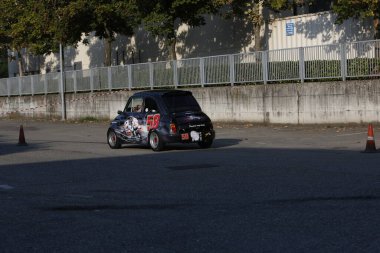 Bibbiano-Reggio Emilia Italy - 07 15 2015 : Free rally of vintage cars in the town square Fiat 500 Sic58 Simoncelli . High quality photo