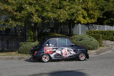 Bibbiano-Reggio Emilia Italy - 07 15 2015 : Free rally of vintage cars in the town square Fiat 500 Sic58 Simoncelli . High quality photo