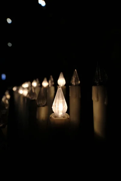 Votive Electronic Electric Candles Catholic Church High Quality Photo — Fotografia de Stock