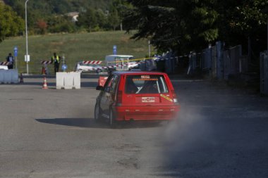 Bibbiano-Reggio Emilia Italy - 07 15 2015 : Free rally of vintage cars in the town square Renault 5 Gt Turbo Race Car. High quality photo