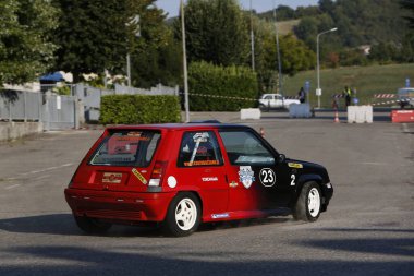 Bibbiano-Reggio Emilia Italy - 07 15 2015 : Free rally of vintage cars in the town square Renault 5 Gt Turbo Race Car. High quality photo