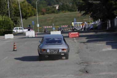Bibbiano-Reggio Emilia Italy - 07 15 2015 : Free rally of vintage cars in the town square Lancia Fulvia Sport Zagato. High quality photo