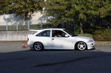 Bibbiano-Reggio Emilia Italy - 07 15 2015 : Free rally of vintage cars in the town square Ford Escort Rs Cosworth. High quality photo