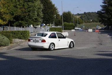 Bibbiano-Reggio Emilia Italy - 07 15 2015 : Free rally of vintage cars in the town square Ford Escort Rs Cosworth. High quality photo