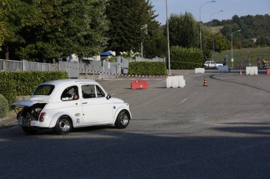 Bibbiano-Reggio Emilia Italy - 07 15 2015 : Free rally of vintage cars in the town square Fiat 500 sport. High quality photo