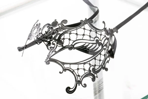 Black Venetian Style Metal Mask High Quality Photo — стоковое фото