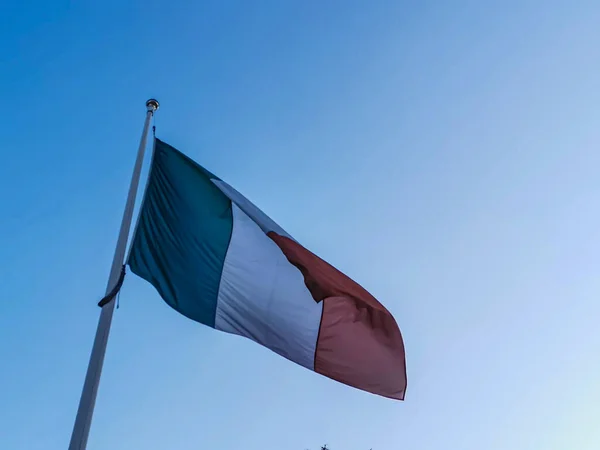 Italian Tricolor Flag Waving Wind Sunny Day High Quality Photo — Photo