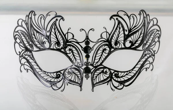 Black Venetian Style Metal Mask High Quality Photo — Stock Photo, Image
