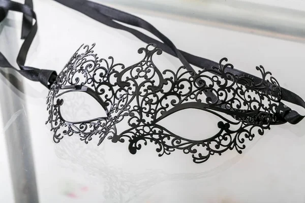 Black Venetian Style Metal Mask High Quality Photo — Foto Stock