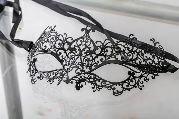 Black Venetian Style Metal Mask High Quality Photo — ストック写真
