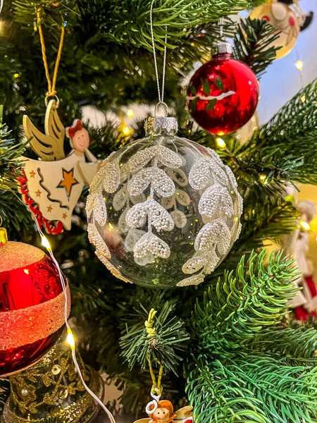 Decorated Glass Ball Handmade Christmas Tree Decoration High Quality Photo — Fotografia de Stock