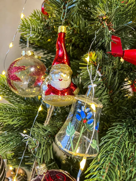 Santa Glass Decorated Handmade Christmas Tree Decoration High Quality Photo — Foto Stock