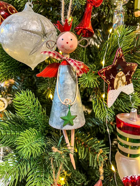 rag doll handmade Christmas tree decoration. High quality photo