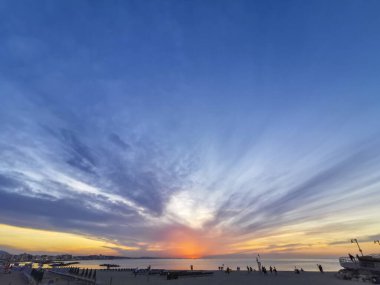 panorama of the beach from the pier in Cattolica Rimini Italy. High quality photo