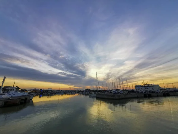 Sunset Port Cattolica Rimini Italy High Quality Photo — Foto Stock