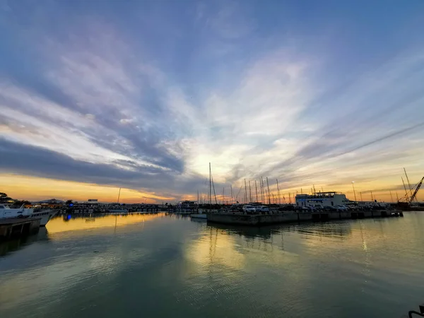 Sunset Port Cattolica Rimini Italy High Quality Photo — Stock Photo, Image