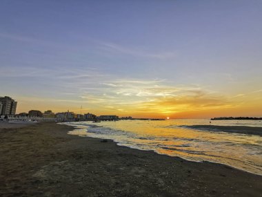 beach in Italy's Romagna Riviera at sunset. High quality photo