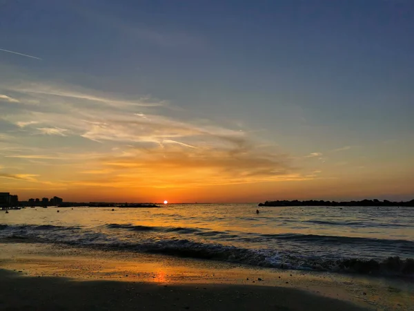 Beach Italy Romagna Riviera Sunset High Quality Photo — Stockfoto