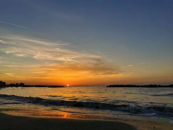 Beach Italy Romagna Riviera Sunset High Quality Photo — стокове фото