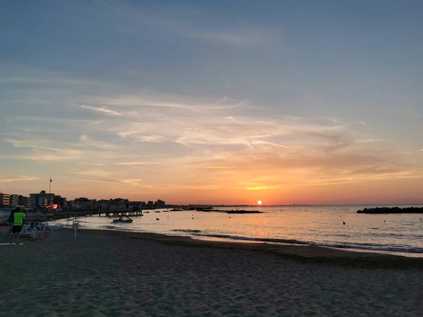 Beach Italy Romagna Riviera Sunset High Quality Photo — 스톡 사진