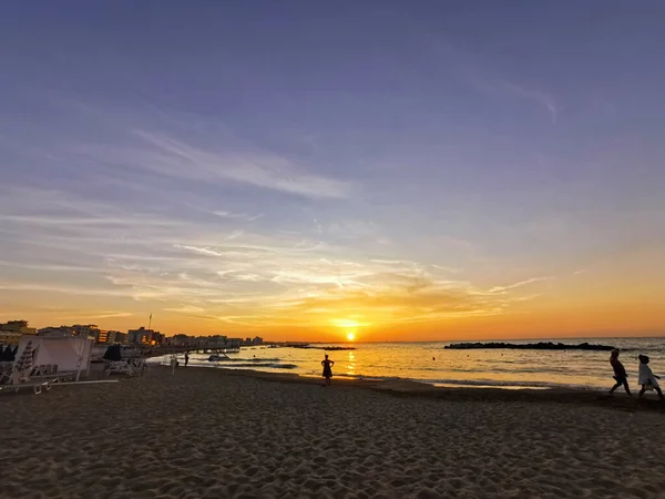 Пляж Итальянской Ривьере Романья Закате Высокое Качество Фото — стоковое фото