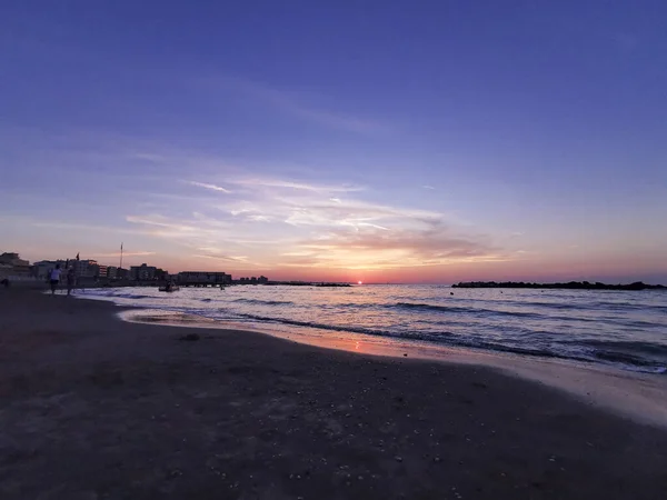 Beach Italy Romagna Riviera Sunset High Quality Photo — Stock Photo, Image