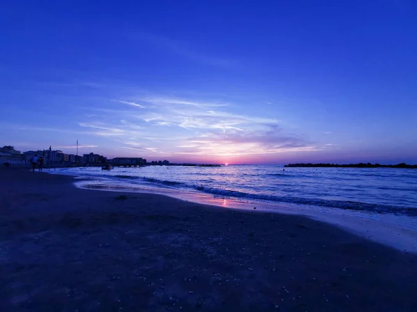 stock image beach in Italy's Romagna Riviera at sunset. High quality photo