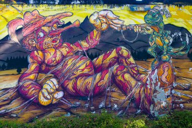 Torino, Italy - 2022 06 04: MAU Museum of Urban Art steet art framework around the city. High quality photo