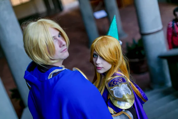 stock image Lucca, Italy - 2018 10 31 : Lucca Comics free cosplay event around city prince and princess couple. High quality photo