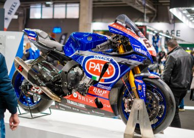 Verona, Italy - 2018 01 12 : MBE Verona Bike Expo Bike and Custom car exibituon - Yamaha Toprak Razgatlioglu 54. High quality photo