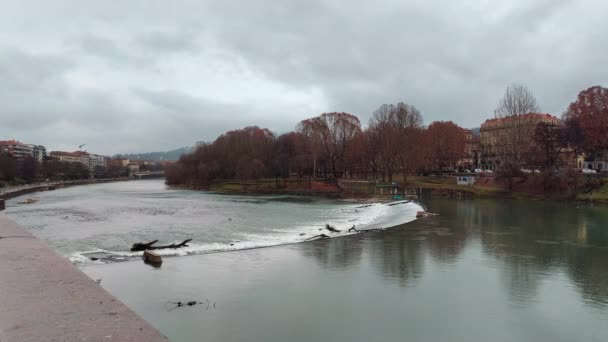 Panorama Rzeki Turynie Wysokiej Jakości Materiał — Wideo stockowe