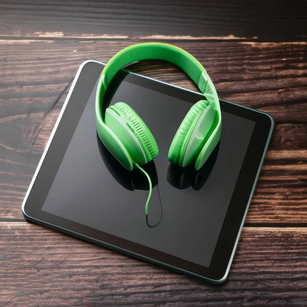illustration with tablet and gaming headphones. High quality photo