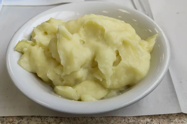 Mashed Potatoes White Plate High Quality Photo — Stock Photo, Image